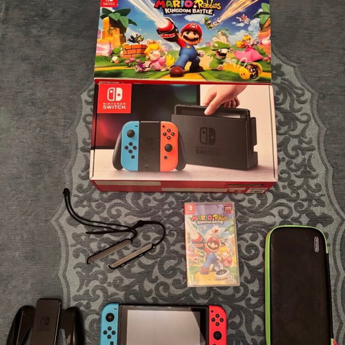 Nintendo Switch console with Super Mario Kart 8 Deluxe