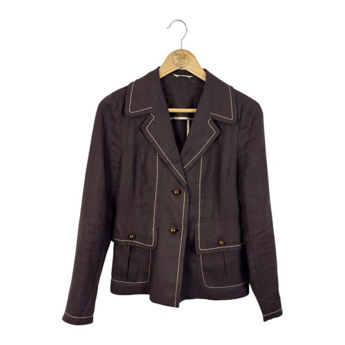 Max Mara women's linen blazer, size 38, brown