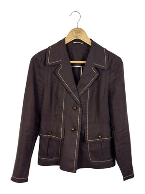 Max Mara women's linen blazer, size 38, brown