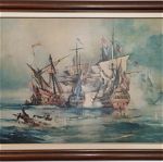 Πίνακας Έργο Τέχνης - G. Chiabert - Ναυτικός πόλεμος 0,70x0,50