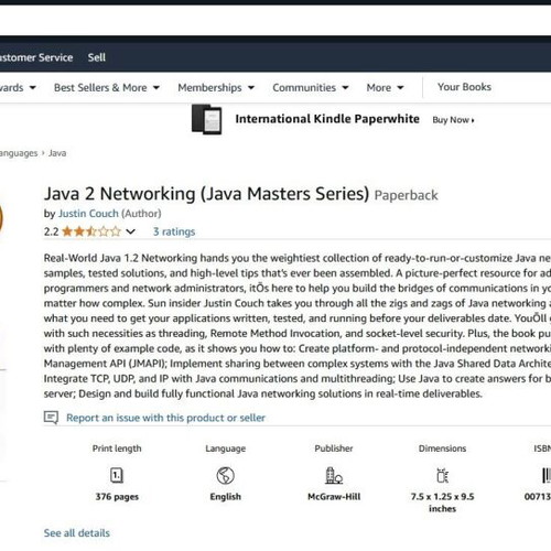 Java 2 Networking Programming like new with CD and program code