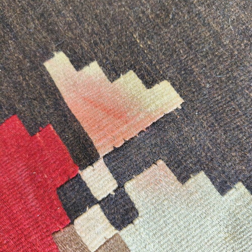 Vintage handwoven runner rug used