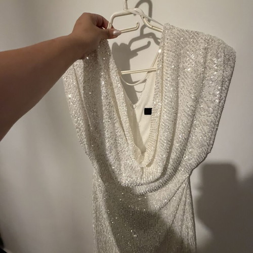 Zara sequined dress white like new, size L