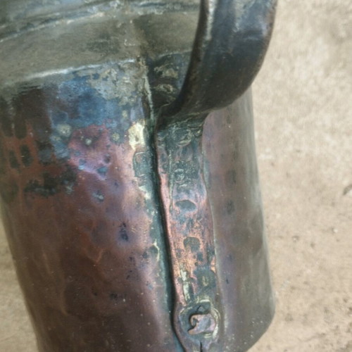 Copper jug used antique, handmade, over 100 years old