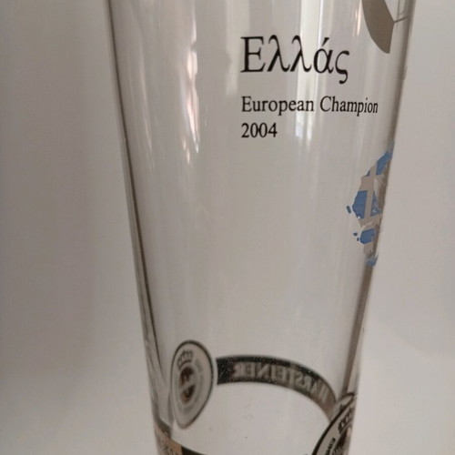Warsteiner beer glass like new, Euro 2004 Greece tribute