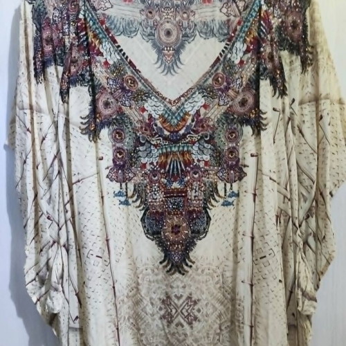 Camilla women's kaftan dress, 100% silk, multicolor