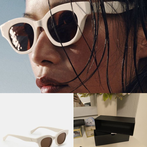 Zara Cat Eye Sunglasses New, Beige Acetate Frame