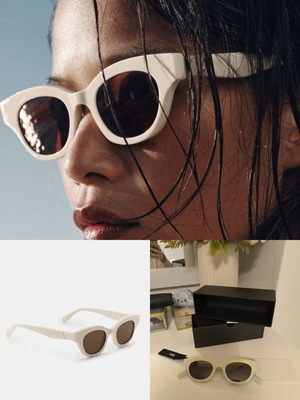 Zara Cat Eye Sunglasses New, Beige Acetate Frame