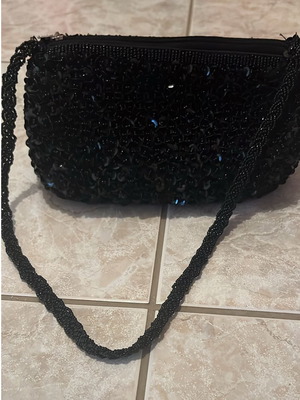 Black evening bag with sequins and beads, like new