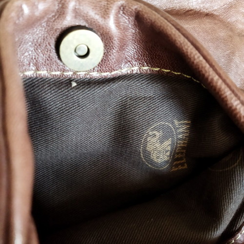 Elephant vintage leather crossbody bag, brown