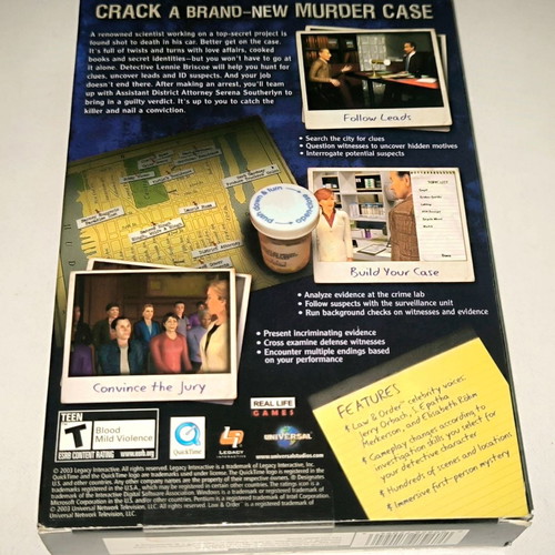 Law & Order: Double or Nothing PC used, adventure game