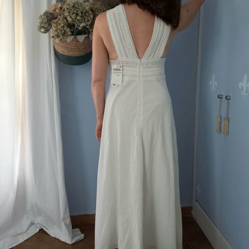 Zara Home maxi nightgown, size L, soft cotton, ecru