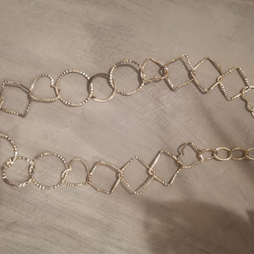 Necklace with circles, squares and hearts, like new