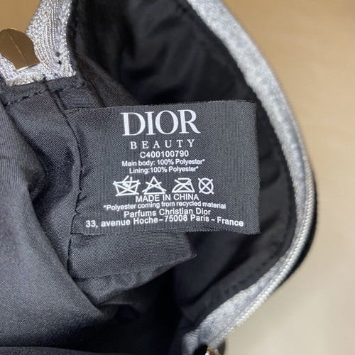 Dior pouch new, black velvet with silver zipper