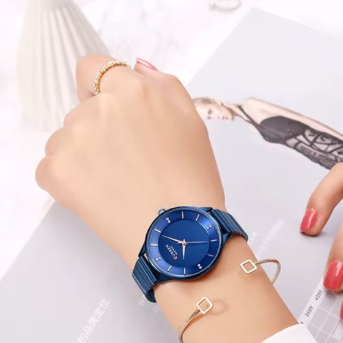 Curren Blanche women's watch new, blue with zircon details