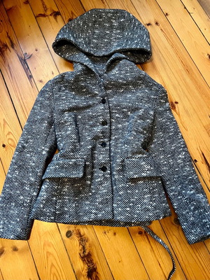 Christian Dior Tweed Coat Shirt Hooded Belt Melange like new