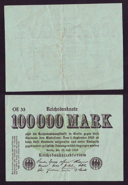 Γερμανία  Germany 100 000 Mark 1923  (КупА0404)