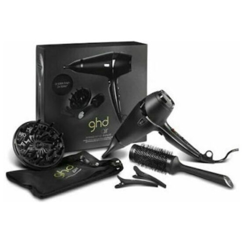 GHD Air Ionic professional hair dryer with diffuser kit 2100W black new