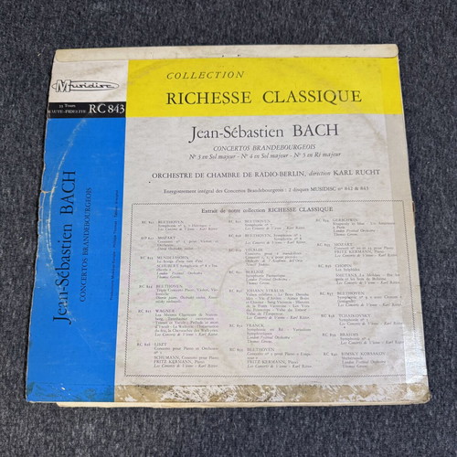 Jean-Sébastien Bach Concertos Brandebourgeois vinyl used, classical