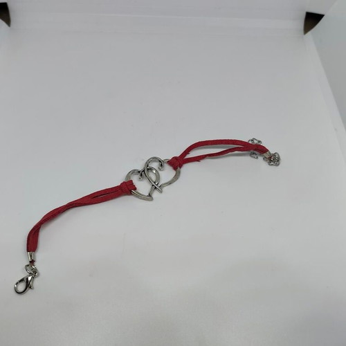 Bracelet with double heart and red suede cord like new