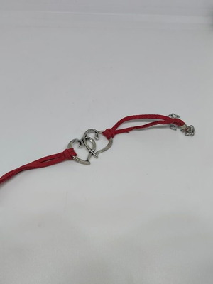 Bracelet with double heart and red suede cord like new