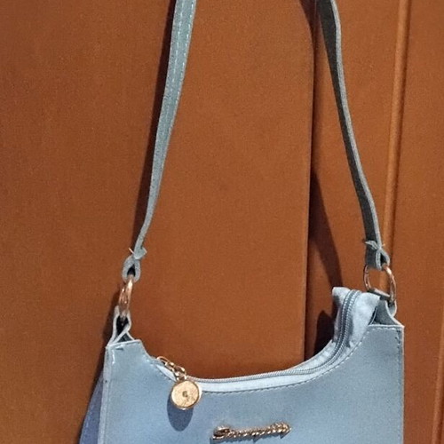 Small shoulder bag turquoise with gold details, new