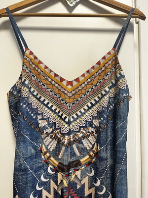 Peace And Chaos maxi summer dress, size M/L, blue multicolor
