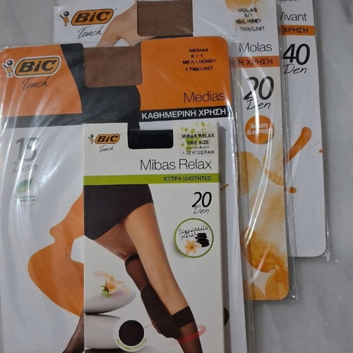 Bic tights new, pack of 4, beige and black