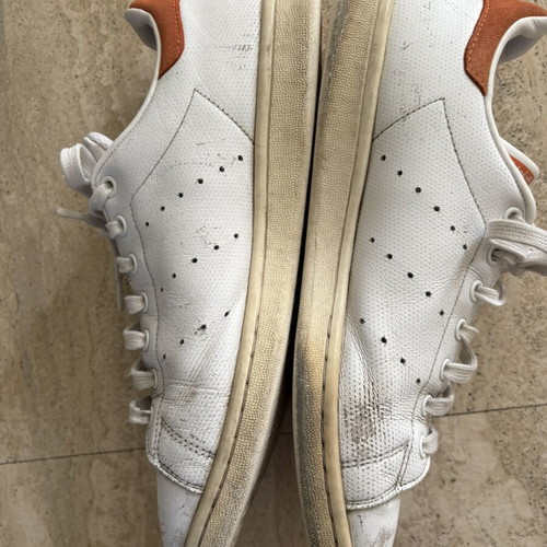 Adidas Stan Smith classic sneakers, white and orange, size 44