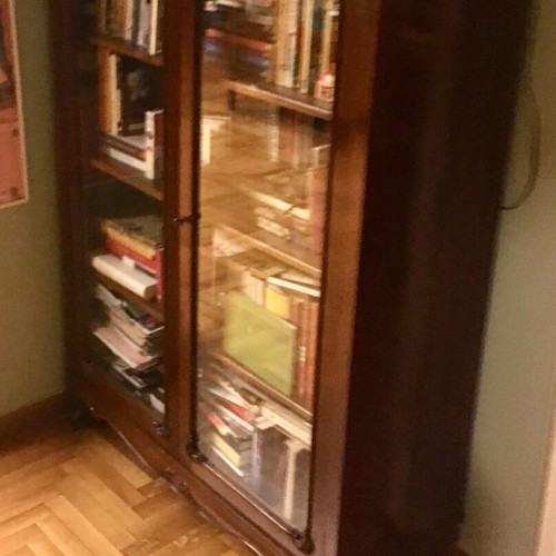 Wooden glass-door bookcase used, late 19th century