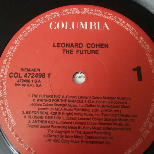 Leonard Cohen The Future vinyl used, Greek edition 1992