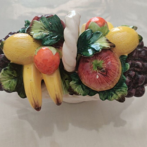 Decorative ceramic basket used for kitchen countertop