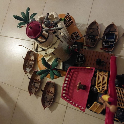 Playmobil Spanish fleet, fortress and large ship used