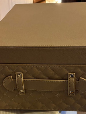 Storage box used, leatherette, shoe box size