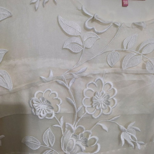 Midi cream dress Manoush like new, silk with lace and pon pon