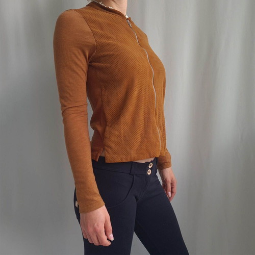 Majestic Filatures women's suede leather and cotton jacket blouse, size XS