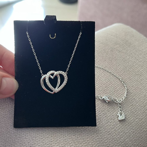 Swarovski Heart Necklace with Crystals, silver