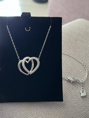 Swarovski Heart Necklace with Crystals, silver