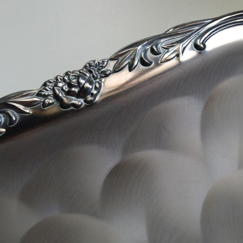 Silver-plated square fondue dish used 20x20cm with handmade finish
