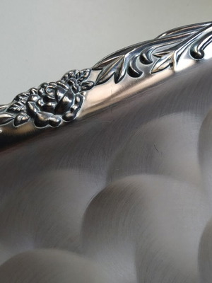 Silver-plated square fondue dish used 20x20cm with handmade finish