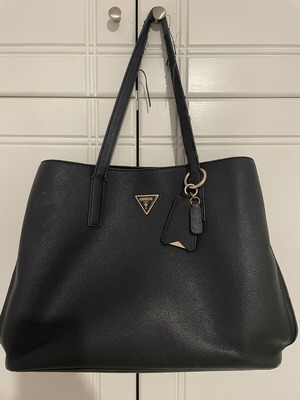 Guess shoulder bag, black, spacious for office and university