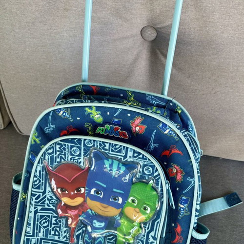 PJMASKS school bag used with wheels and side cup holders for kindergarten kids