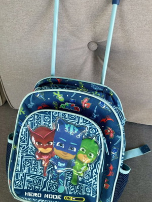 PJMASKS school bag used with wheels and side cup holders for kindergarten kids