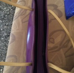 Coccinelle shoulder bag like new, large, leather, purple with beige handles