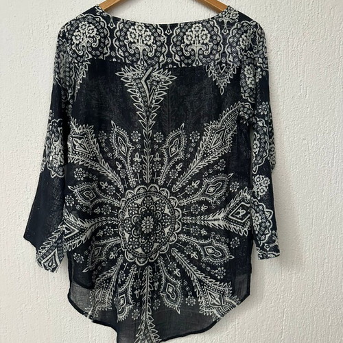 Julie Fagerholt tunic, cotton with silver metallic thread