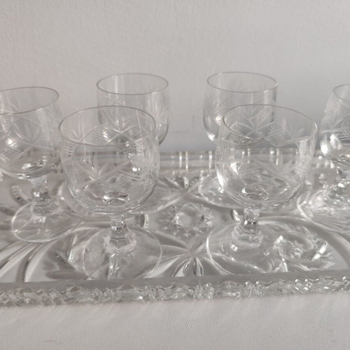 Vintage crystal liqueur glasses, set of 6