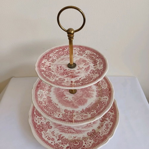 Burgenland three-tier serving platter used, porcelain