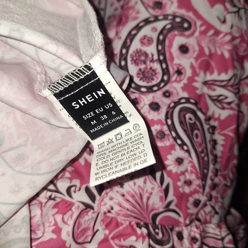 Shein Paisley Pink Maxi Summer Off Shoulder Dress, size M