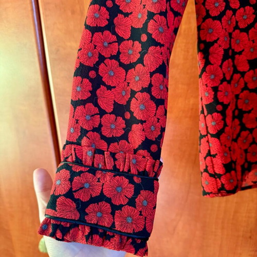 Milk & Honey Red Floral Blouse Used Size M