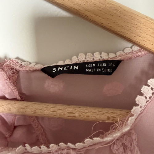 Shein pink blouse with embossed patterns and back opening like new